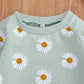 3Pcs Baby Girl Outfits Daisy Sweatshirt + Pants + Headband Infant Fall Winter Clothes Green 12-18 Months
