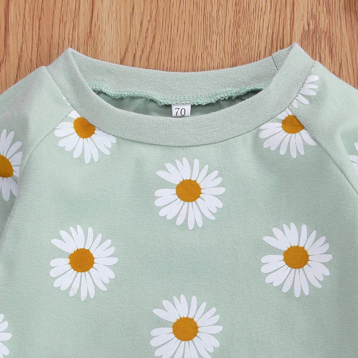 3Pcs Baby Girl Outfits Daisy Sweatshirt + Pants + Headband Infant Fall Winter Clothes Green 18-24 Months