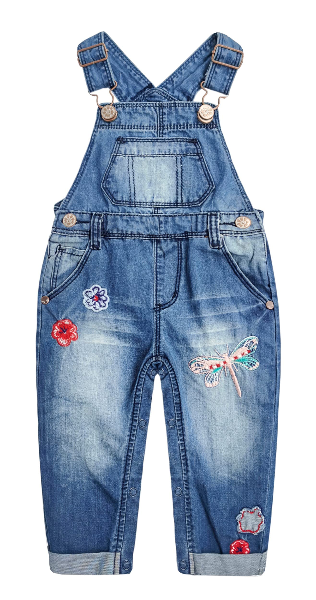 Kidscool Space Baby Girls Easy Diaper Changing Snap Legs Flower Embroi – Cutebab WBBAPB087M8TP8T