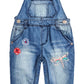Kidscool Space Baby Girls Easy Diaper Changing Snap Legs Flower Embroidered Denim Overalls,Blue,9-12 Months