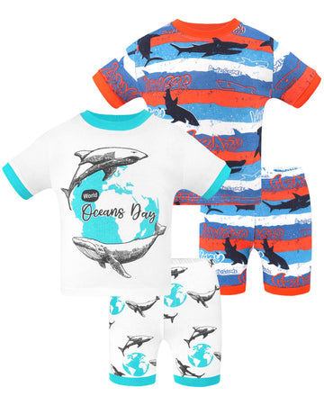 Daughter Queen Boys Pajamas 18-24 Months Summer Pjs Shark Pj Sets Baby Toddler 100% Cotton Short Sleeve Jammies Whale Sleepwear