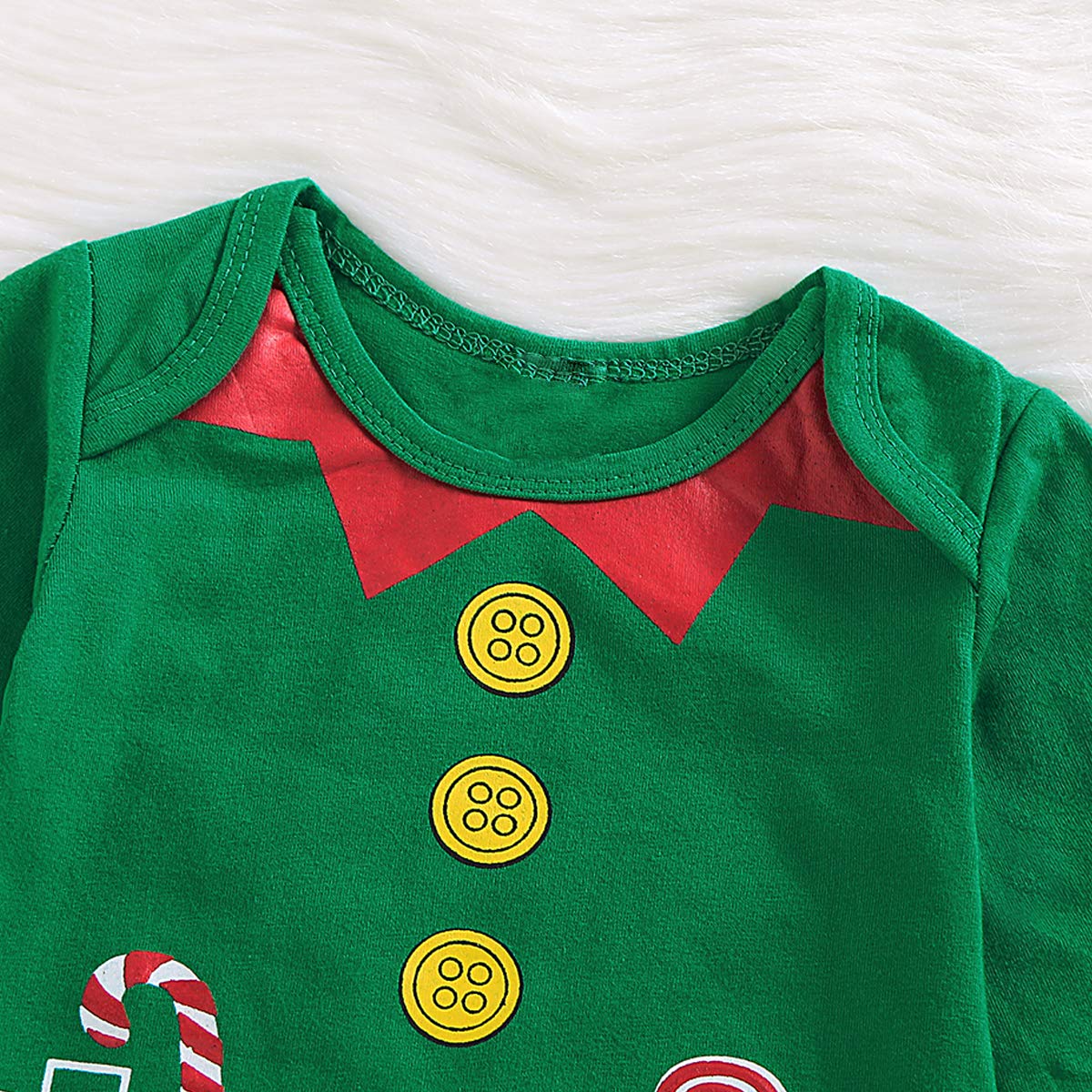 Aslaylme Baby Boy Christmas Outfit Xmas Clothes Elf Bodysuit (Green,18-24 Months)