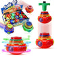 Proloso 12 Pack Led Spinning Tops Peg Top Light Up Music Spin Toys Glow In The Dark Party Supplies Gift Multicolored