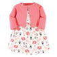 Hudson Baby Baby Girls' Cotton Dress And Cardigan Set, Forest, 5 Toddler