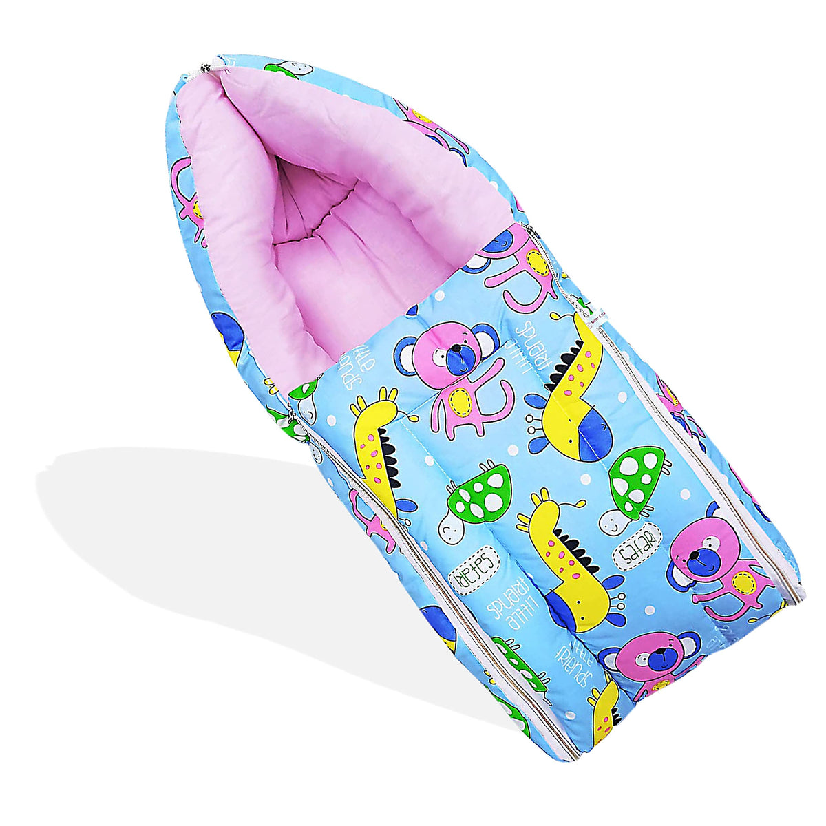 Mom & Son 2 In 1 BabyS Cotton Sleeping And Carry Bag (06 Months) (Sky Blue)