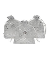 Ankirol 100Pcs Sheer Organza Favor Bags For Wedding Baby Shower Rattan Print Gift Bags Samples Display Drawstring Pouches (3X4,
