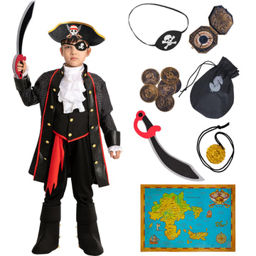 Spooktacular Creations Pirate Costume For Kids, Boy Captain Pirate Costume For Halloween Trick-Or-Treating, Pirate Themed Party,