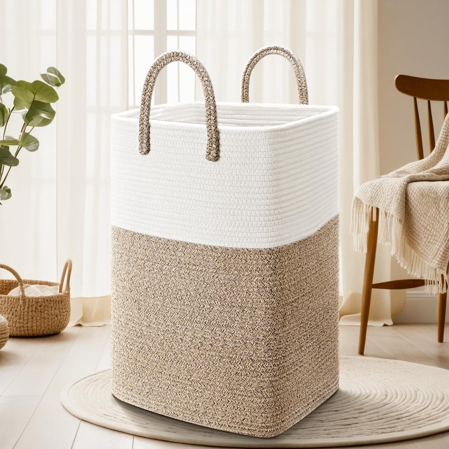 Artfeel Laundry Basket,Woven Cotton Rope Laundry Hamper,60L Versatile Storage For Dirty Clothes,Baby Toys,And Blankets In Bathro