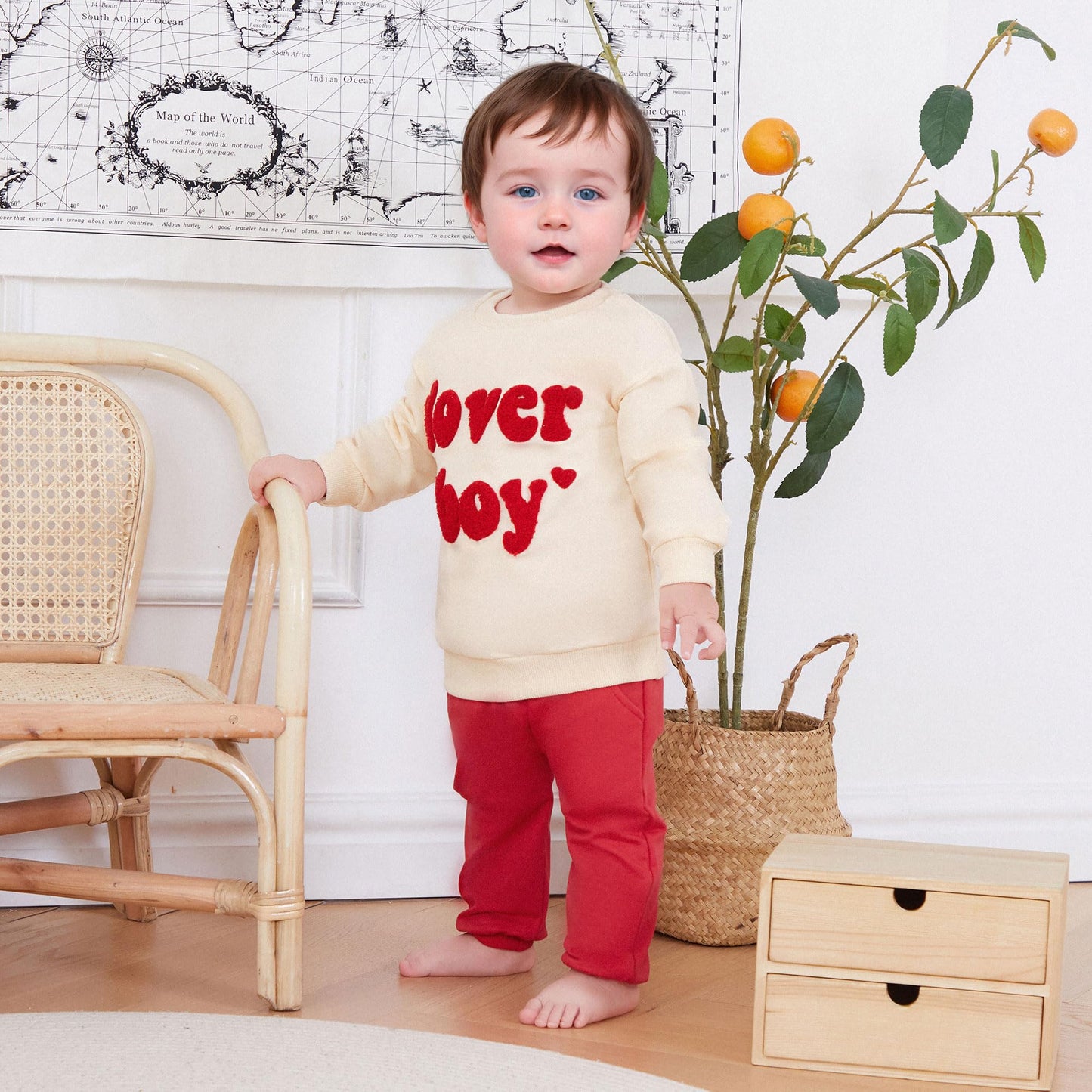 Ursobutegl Toddler Baby Boy Valentine'S Day Outfit Lover Boy Embroidery Letter Sweatshirt Pullover Tops Jogger Pants Clothes (Ap