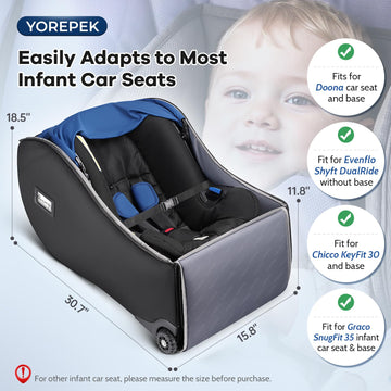 Yorepek Infant Car Seat Travel Bag Backpack With Wheels, Fits For Doona Car Seat Stroller, Padded Carseat Bags For Air Travel Wi