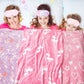 Fanfanwin 18 Pcs Sleepover Party Supplies For Girls, 6 Glow In The Dark Pink Blanket 6 Coral Fleece Spa Headband 6 Plush Eye Mas