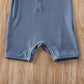 Iddolaka Newborn Summer Baby Boy Girl Romper Bodysuit Jumpsuit Baby Ribbed Romper Playsuit One Piece Outfit Clothes (Blue, 12-18