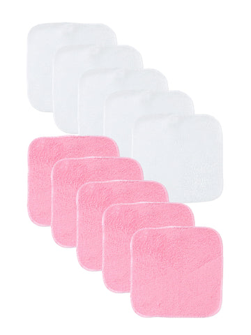 Feto UltraSoft Flannel Baby Washcloth Set (Pack of 10) | Machine Washable, Gentle on Babys Skin | Ideal for Newborns, Infants, 