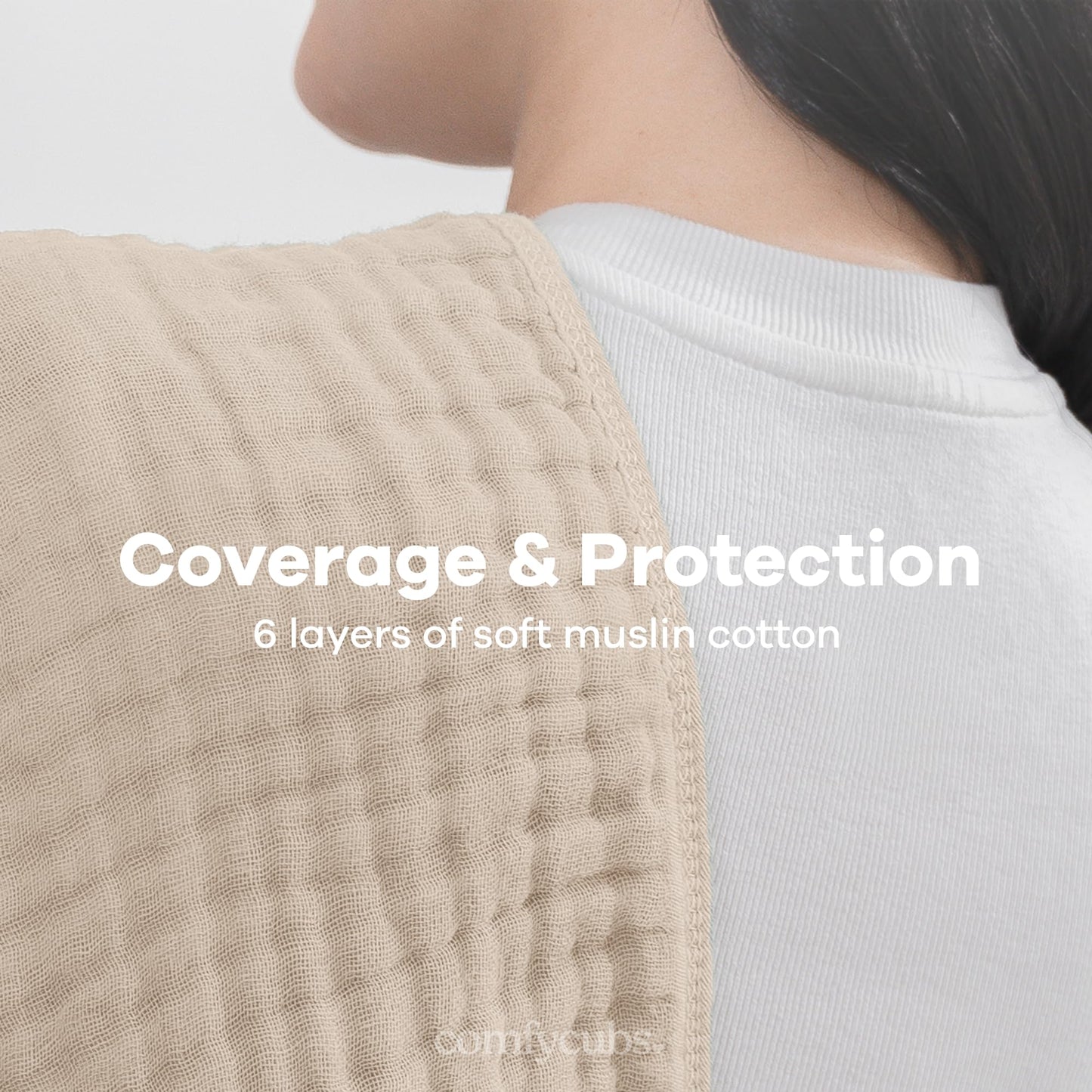 Comfy Cubs Muslin Burp Cloths 20' X 10', Pack Of 6 - Large, 6-Layer, Ultra Absorbent 100% Cotton For Baby Drool And Messes - S