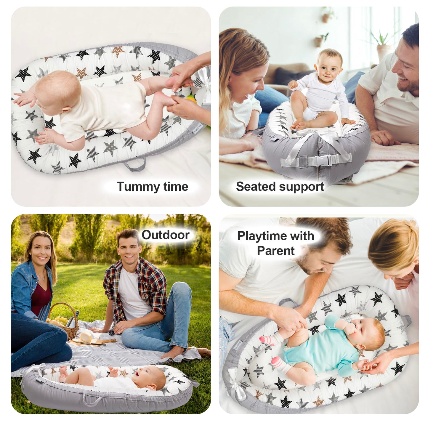 Jocute Baby Lounger - Baby Lounger For Newborn 0-24 Months, Ultra Newborn Babies Essentials Gifts, Baby Snuggle Nest Me Baby Lou