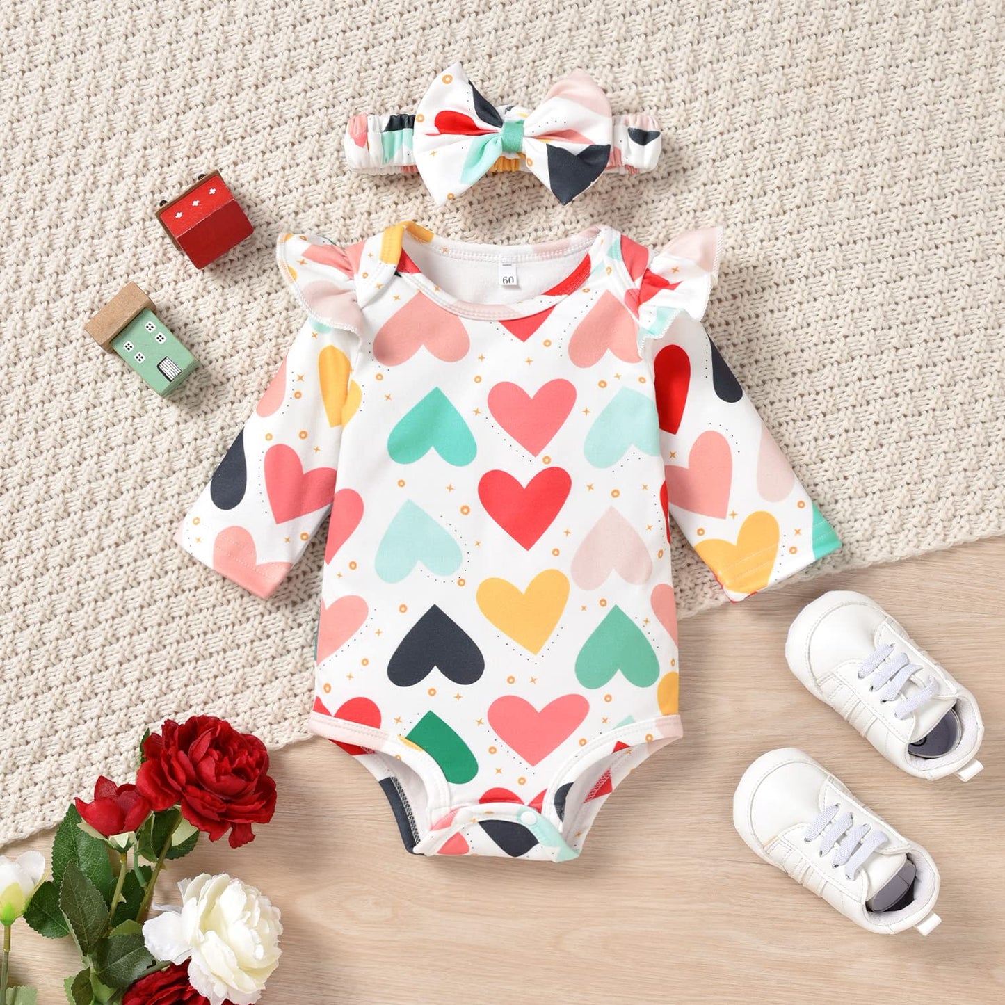 Aalizzwell 12-18 Months Infant Baby Girls Valentines Day Clothes Heart Long Sleeve Spring Outfit