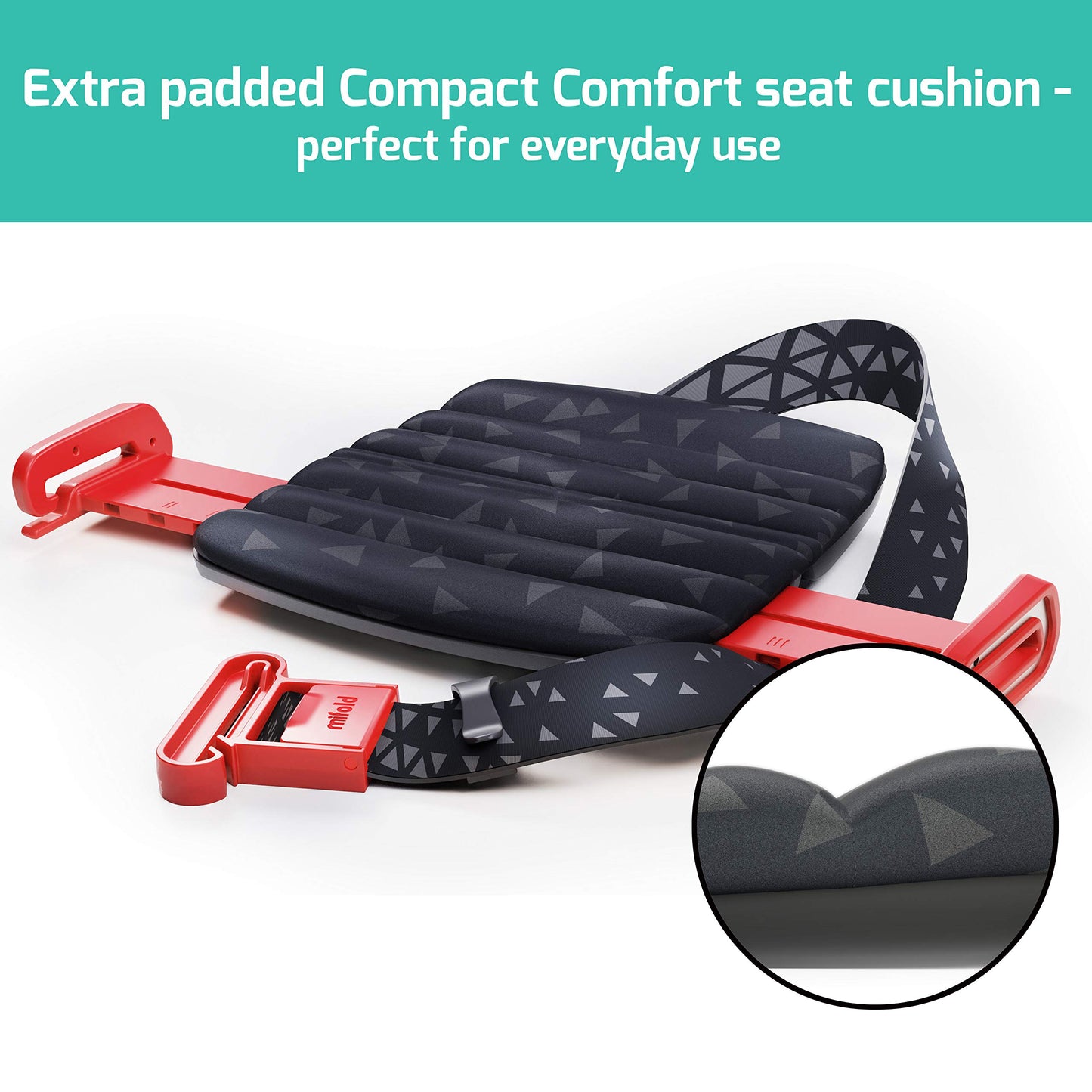 New Mifold Comfort Grab-And-Go Car Backless Booster Seat- 3X Thicker Cushion! Compact And Portable For Every Day And Carpooling,