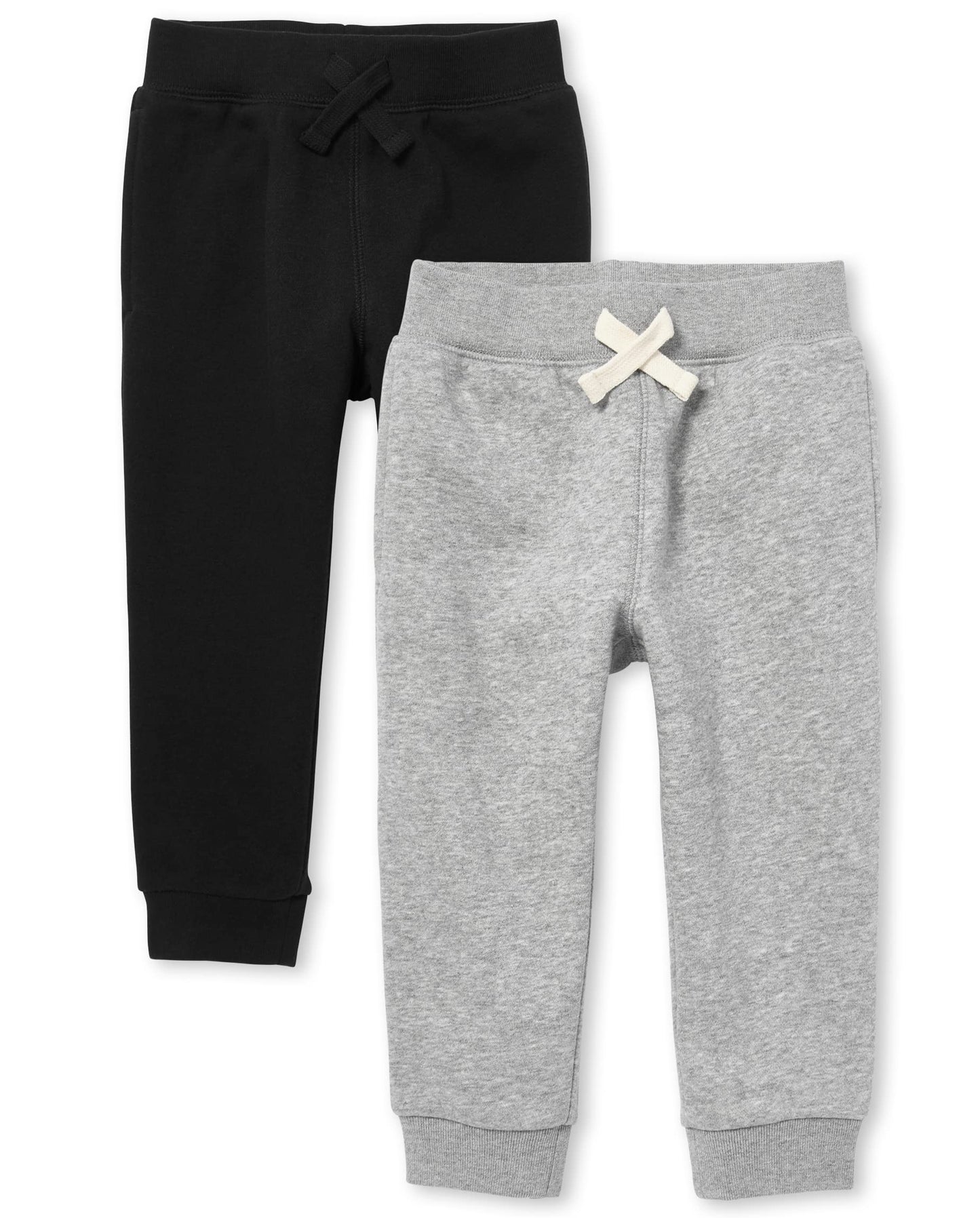 The Children'S Place Baby Boys' And Toddler Active Fleece Jogger Sweatpants, Black/Smoke Gray 2-Pack, 4T