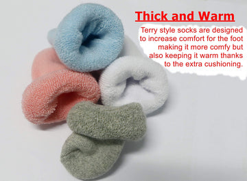 Rative Newborn Socks Thick Terry Turn Cuff Socks For Unisex Baby Boys (0-6 Months, 12-Pairs/B24)
