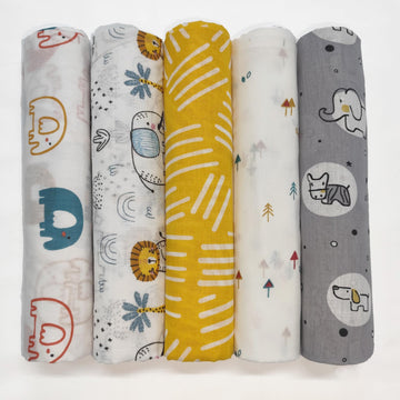 Trance Home Linen Super Ultra Soft 100% Cotton Malmal Baby Swaddle Cloth | Baby Wrap For New Born Babies | Skin Frindelly Soft B