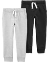 Carters Toddler Boys 2 Pack French Terry Active Joggerspants (Blackgray, 3T)