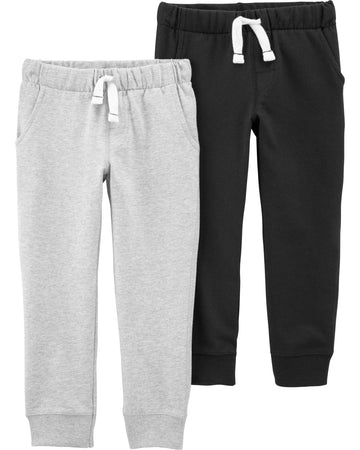 Carters Toddler Boys 2 Pack French Terry Active Joggerspants (Blackgray, 3T)