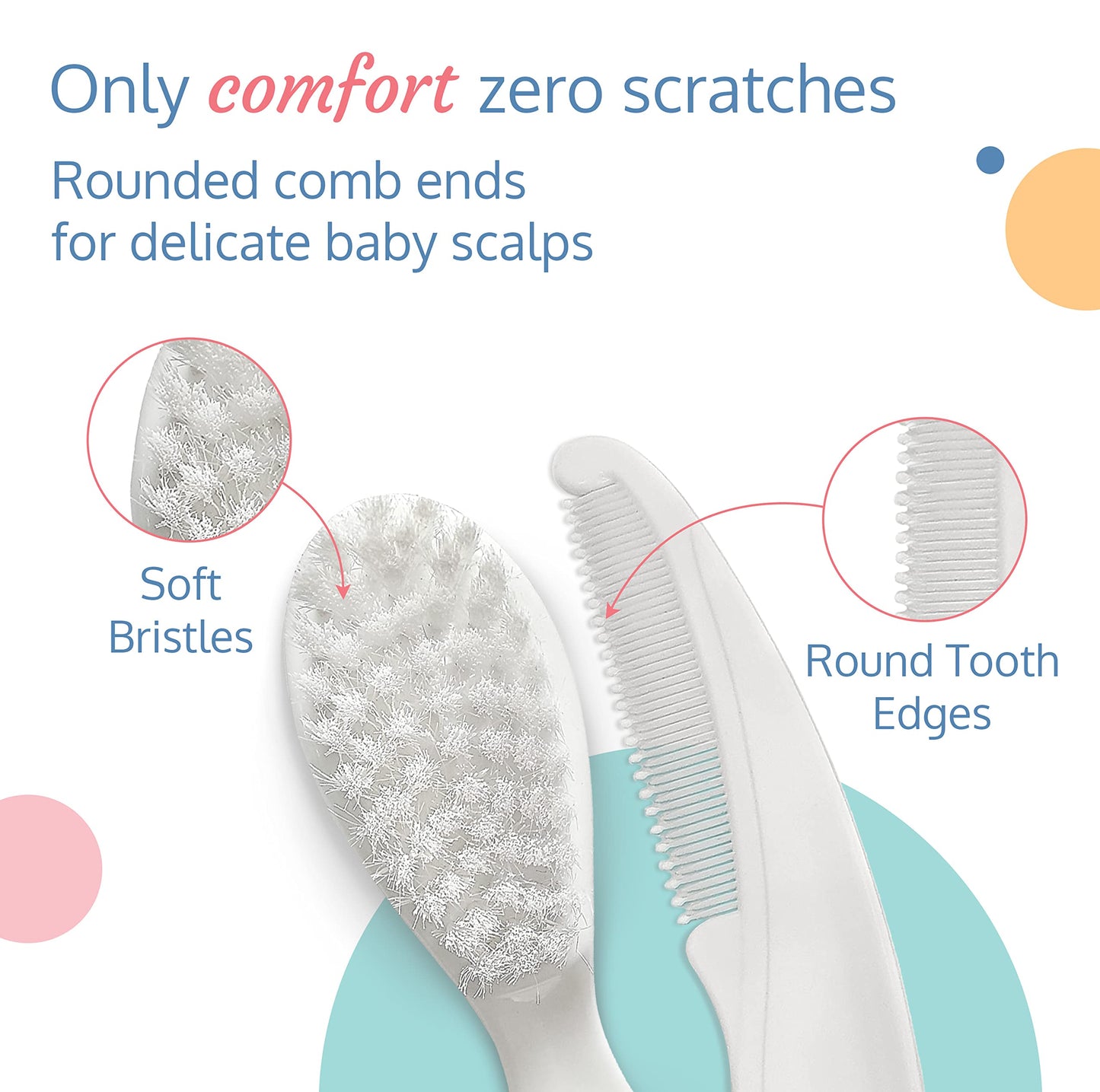 Luvlap Elegant Baby Hair Brush And Comb Set, 0M+ (White)