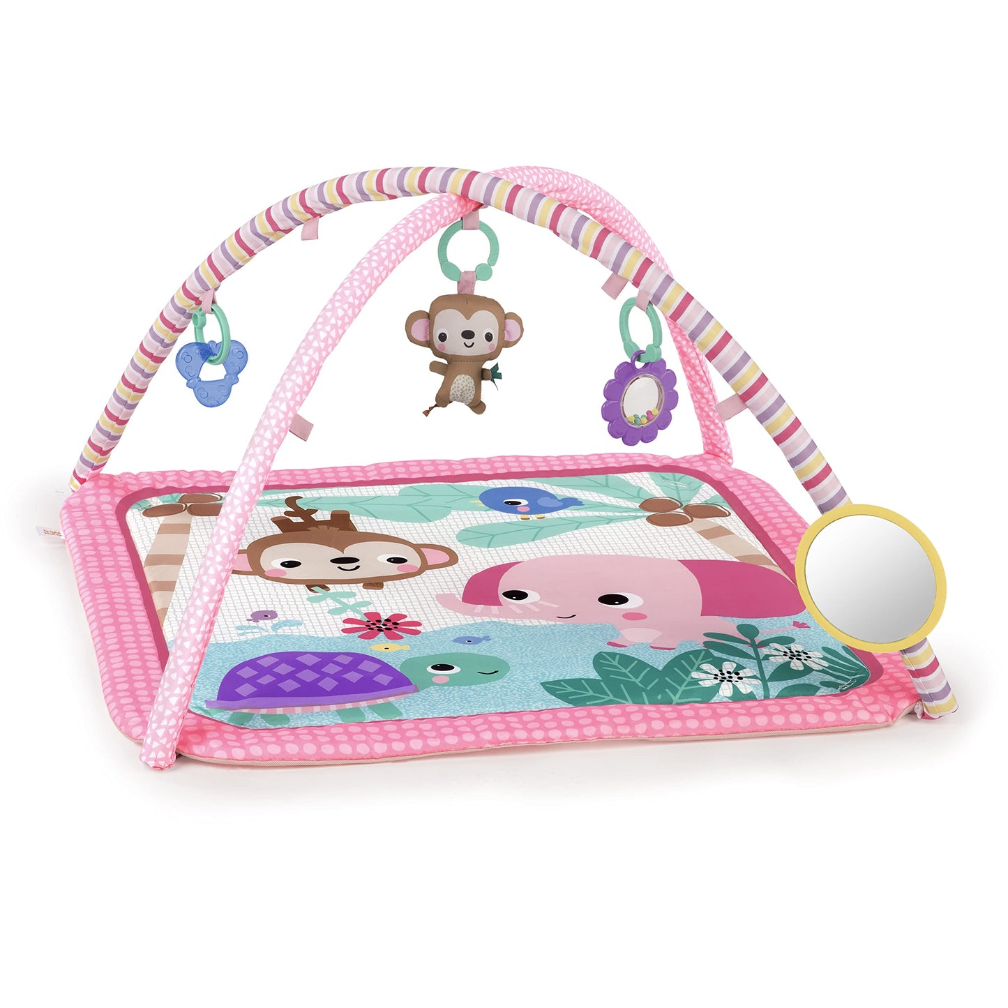 Bright Starts Floral Safari Activity Gym & Play Mat With Take-Along Toys, Ages Newborn +