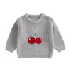 Jlkgicf Toddler Baby Girl Chunky Sweater Cherry Embroidery Knit Sweater Pullover Crewneck Shirt Valentines Spring Clothes (Cherr