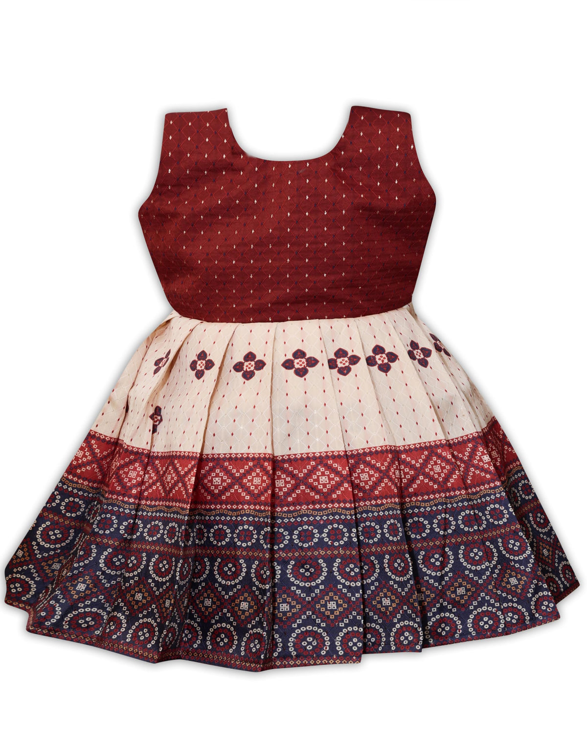 Pw Platypus World South Indian Traditional Pattu Pavadai Jacquard Silk Frock Dress For Baby Girls (34 Years, Red & White)