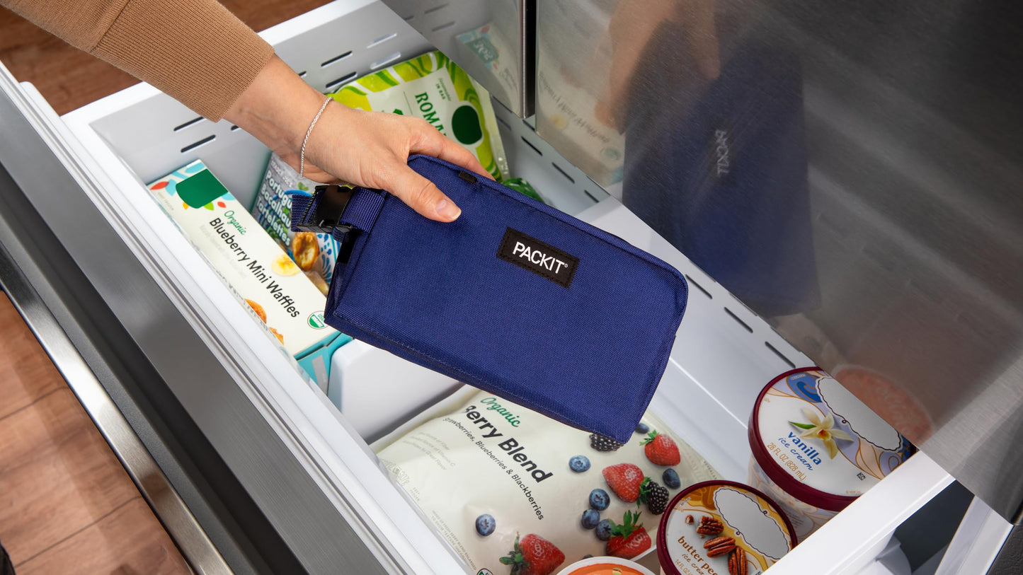 Packit Freezable Snack Bag, True Blue, Built With Ecofreeze Technology, Foldable, Reusable, Zip Closure, Designed For Keeping Sn