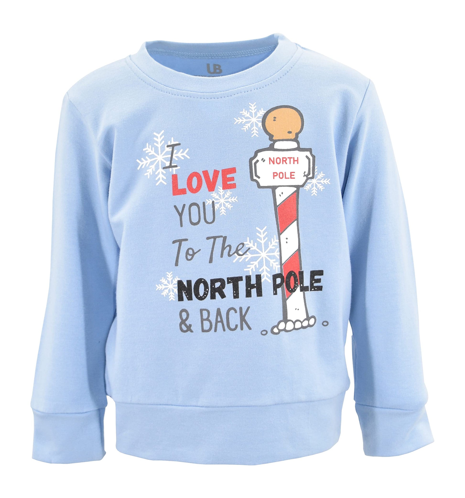 Unique Baby Unisex Love You To The North Pole Christmas Sweater Shirt (8Y, Blue)