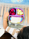 Happy Hues Stainless Steel Divided Meal Plate Tray3 Compartments Dinner Dish For Baby (Rainbow)