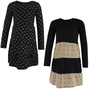 Hudson Baby Infant And Toddler Girl Cotton Dresses, Leopard Gold Heart, 2 Toddler