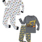 Family Feeling 4 Piece Baby Boys Excavator Pajamas Long Sleeve 100% Cotton Toddler Pjs 18-24 Months