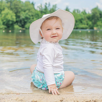 Green Sprouts Toddler Brim Sun Protection Hat, White, 2T-4T