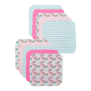 Spasilk Washcloth Wipes Set For Newborn Boys And Girls, Soft Terry Washcloth Set, Pack Of 10, Pink Coral