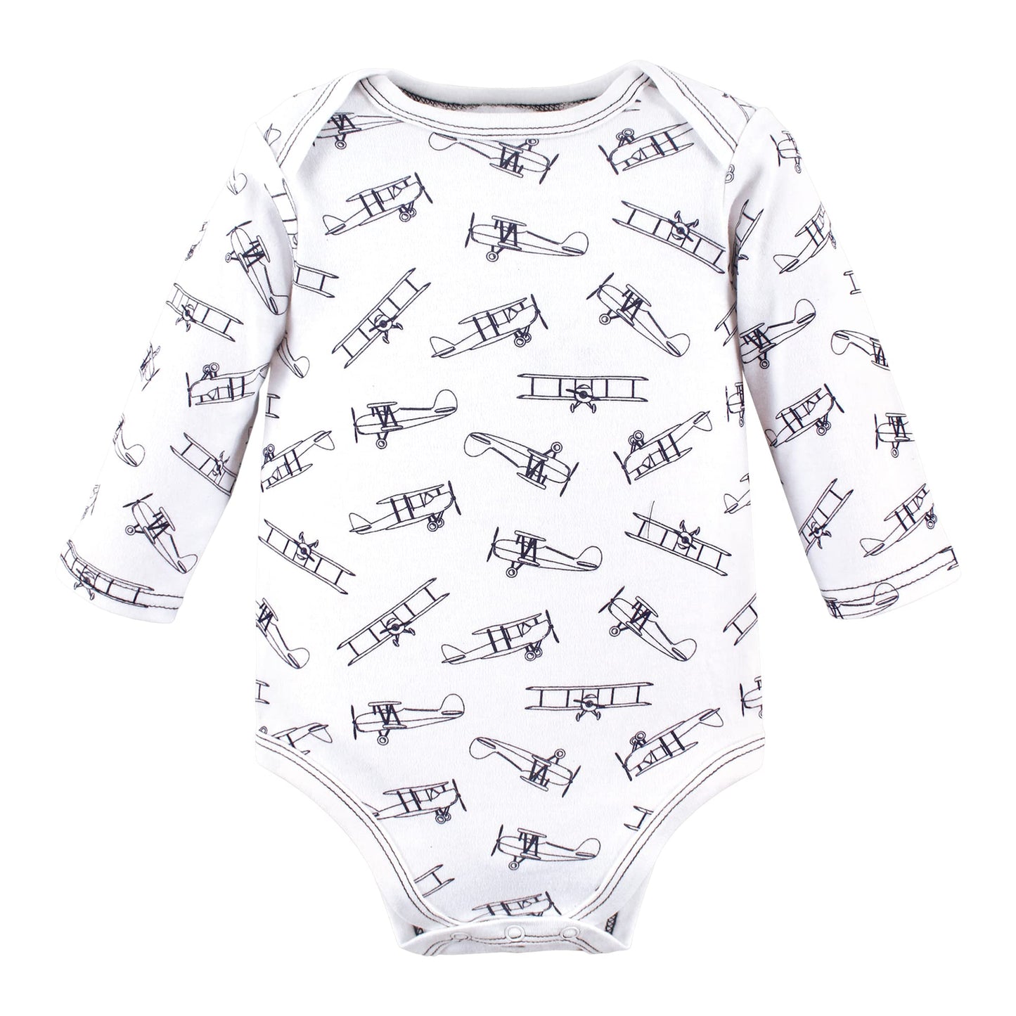 Hudson Baby Unisex Baby Cotton Long-Sleeve Bodysuits, Aviation, 9-12 Months