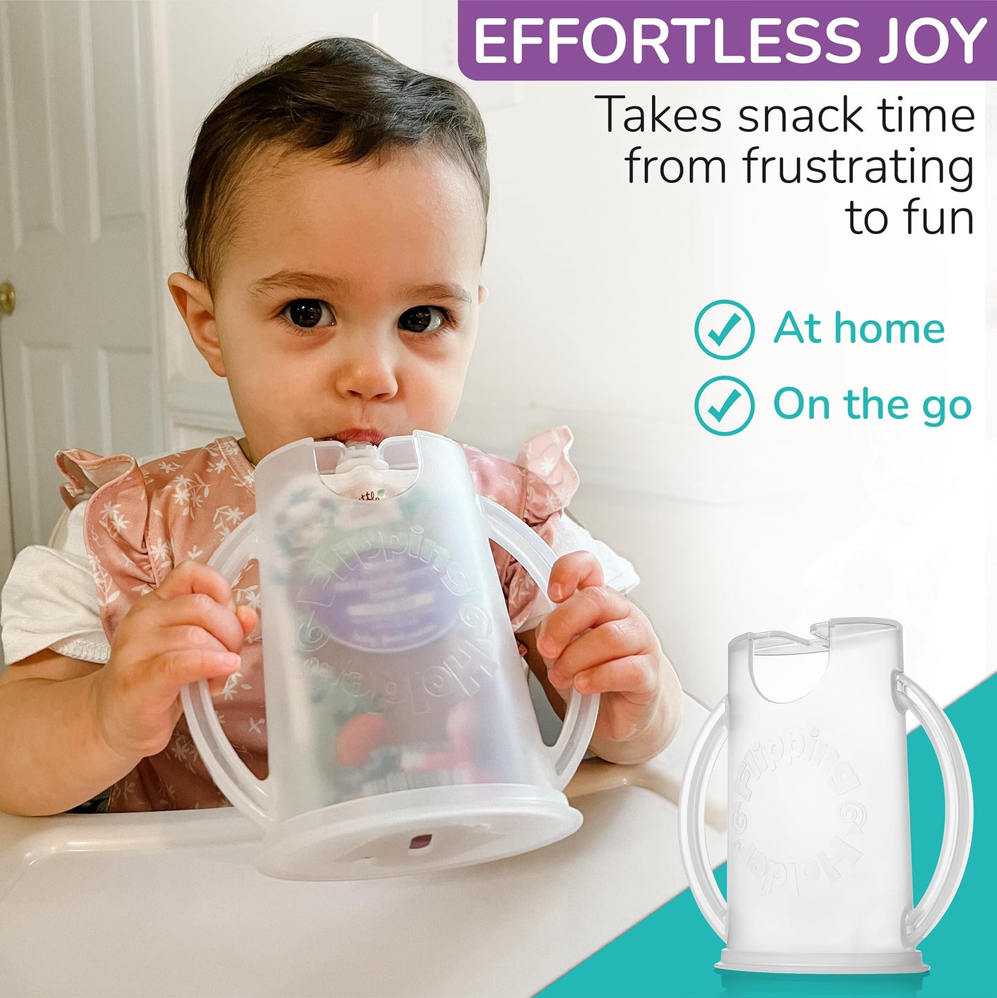 Flipping Holder Squeeze Proof Food Pouch Holder For Toddlers, Babies, Kids, Mess Free No Squeeze Juice Box Drink And Applesauce