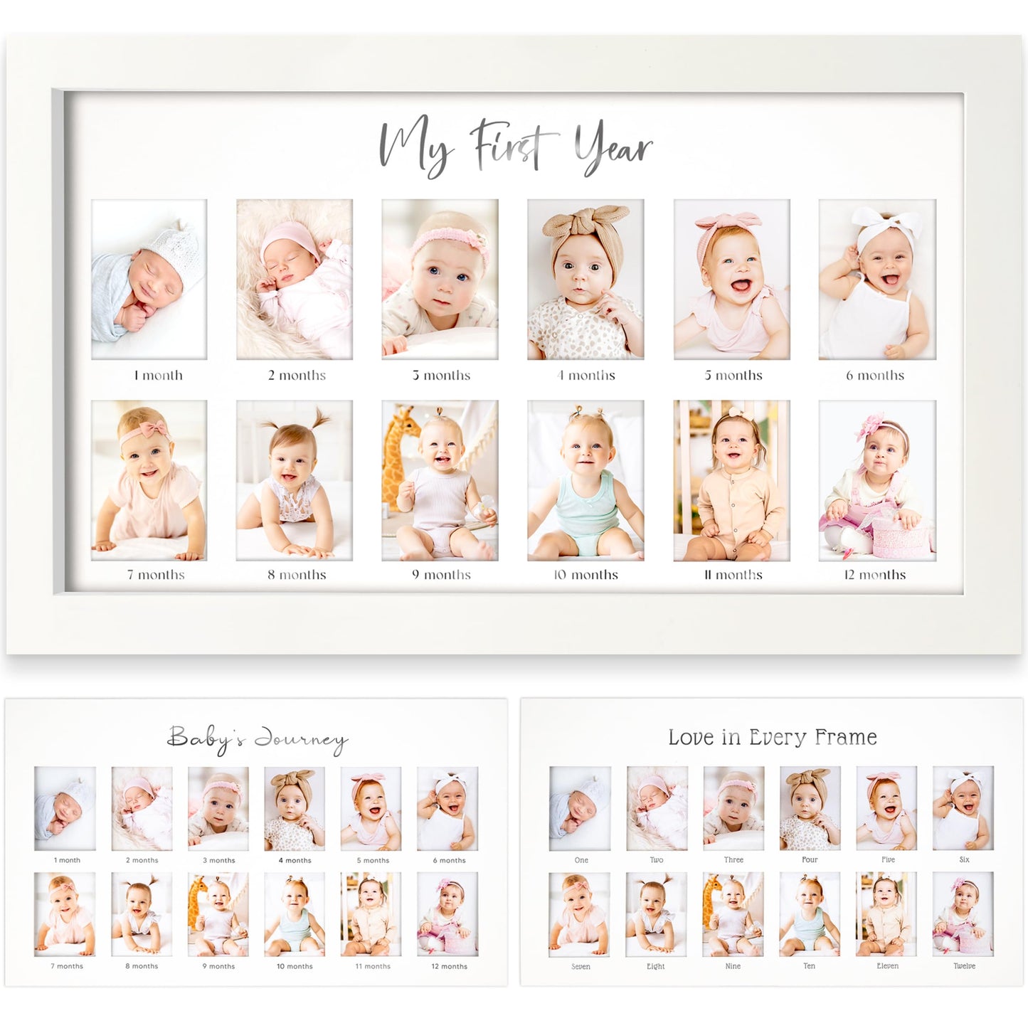 My First Year Photo Frame,12 Months Baby Picture Frame For Newborn Girl,Boy-Baby Shower Gifts Keepsakes,Monthly Baby'S One Year