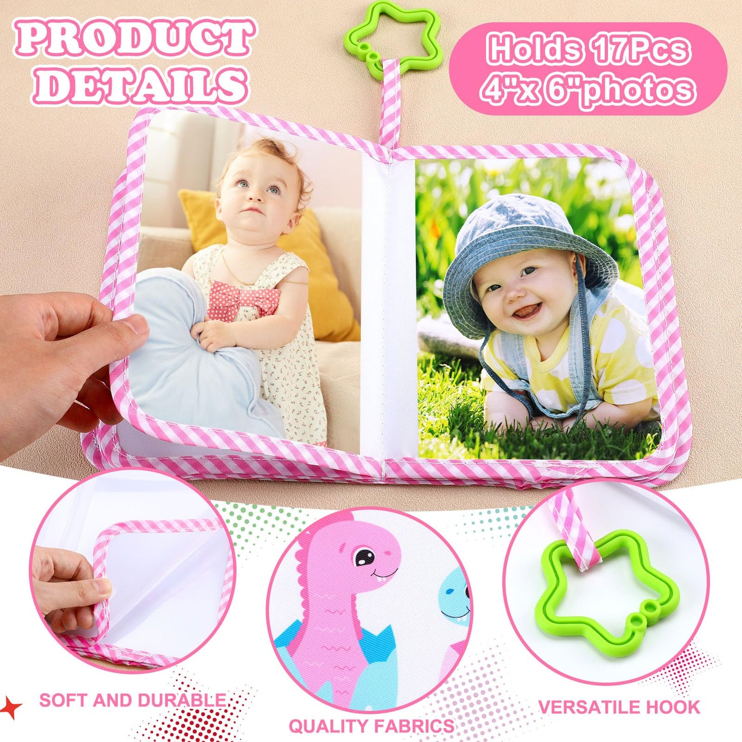 Reallnaive Baby Photo Album Holds 17 4X6 Pictures My First Soft Cloth Family Photo Book With Name Tag Stickers Fabric Kid Memory