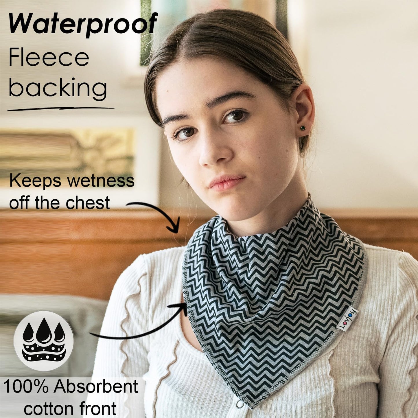 Lovjoy Large Bandana Bibs - Special Needs Bibs - For Older Children, Youth And Adults - Practical, Absorbent And Stylish (Set 02