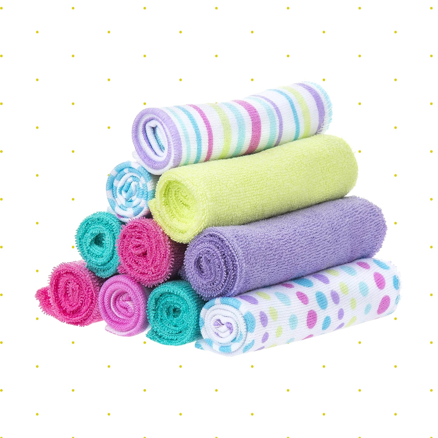 Spasilk Washcloth Wipes Set For Newborn Boys And Girls, Soft Terry Washcloth Set, Pack Of 20, Aqua