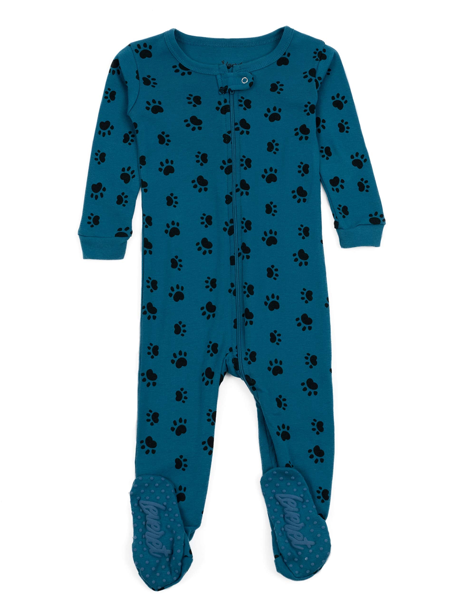 Leveret Kids & Toddler Footed Pajamas Boys Girls 100% Cotton Dog Paw Blue (Size WBBAPB08NC37GVV