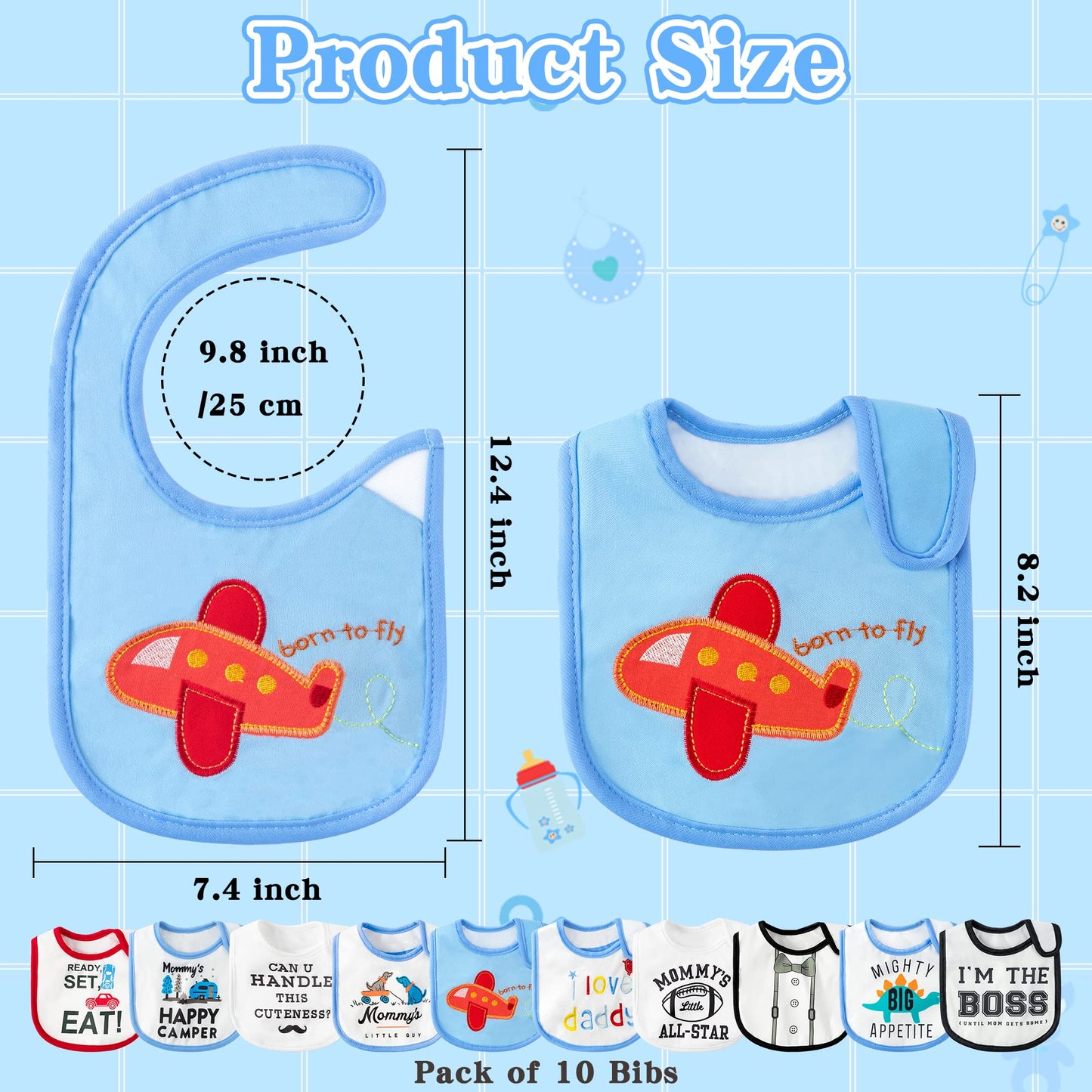 Bwkoss 10Pcs Waterproof Baby Bibs Unisex Newborn Babies Food Bibs Baby Keepsake Birthday Gift For Drooling Feeding Eating Teethi