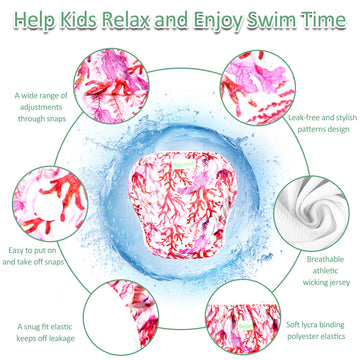 Wegreeco Baby & Toddler Snap One Size Adjustable Reusable Baby Swim Diaper (Coral, Small, 3 Pack)