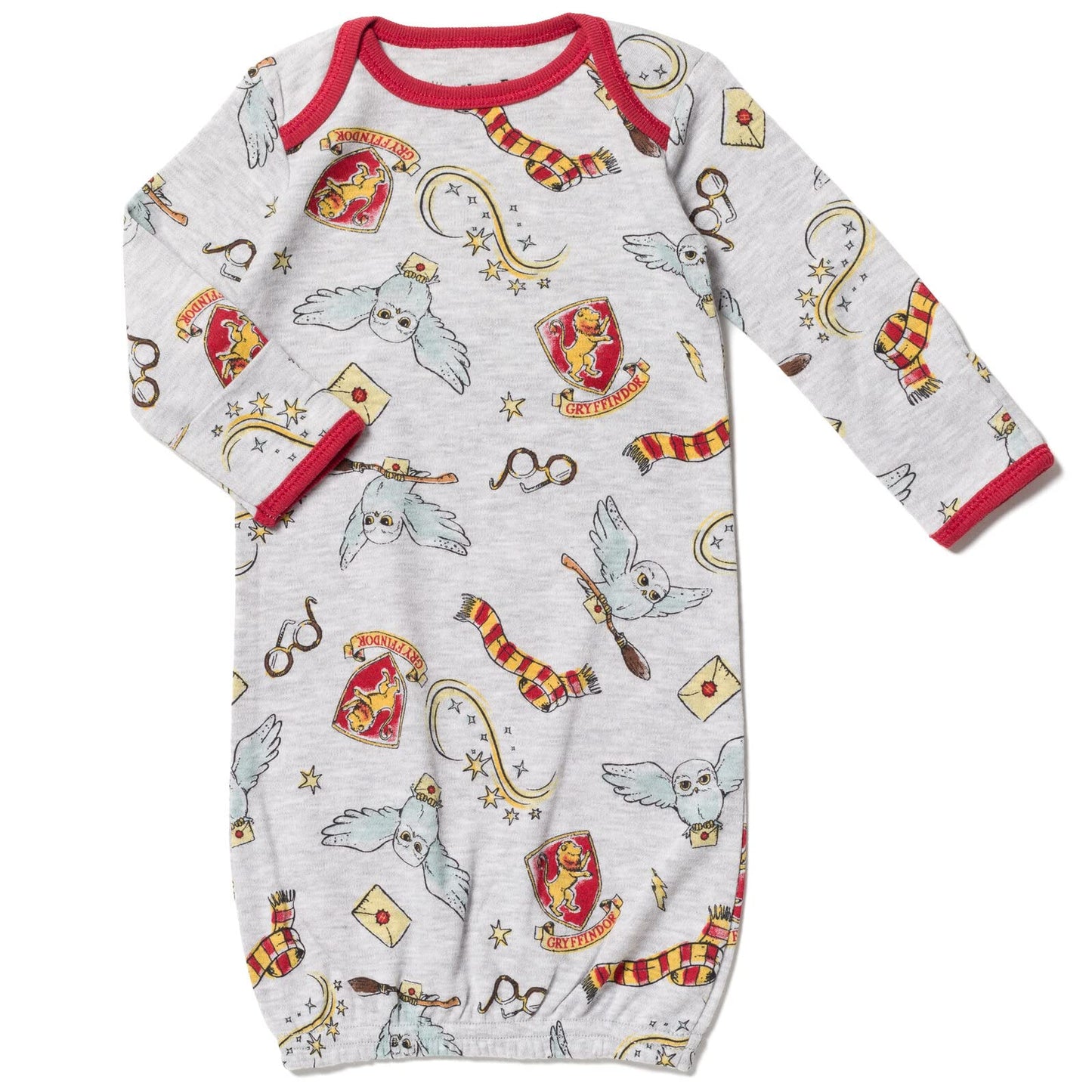 Harry Potter Hedwig Owl Newborn Baby Boys 3 Pack Sleeper Gowns Multicolor/Gray Newborn
