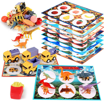 Toddler Sorting Toys, Sensory Toys,Fruits Dinosaurs Animals Insects Balls Food Fish Poultry Sorting Matching Playsets, Montessor