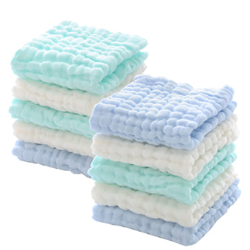 Mukin Baby Washcloths - Natural Cotton Baby Wipes - Soft Newborn Baby Face Towel For Sensitive Skin- Baby Registry As Shower, 10