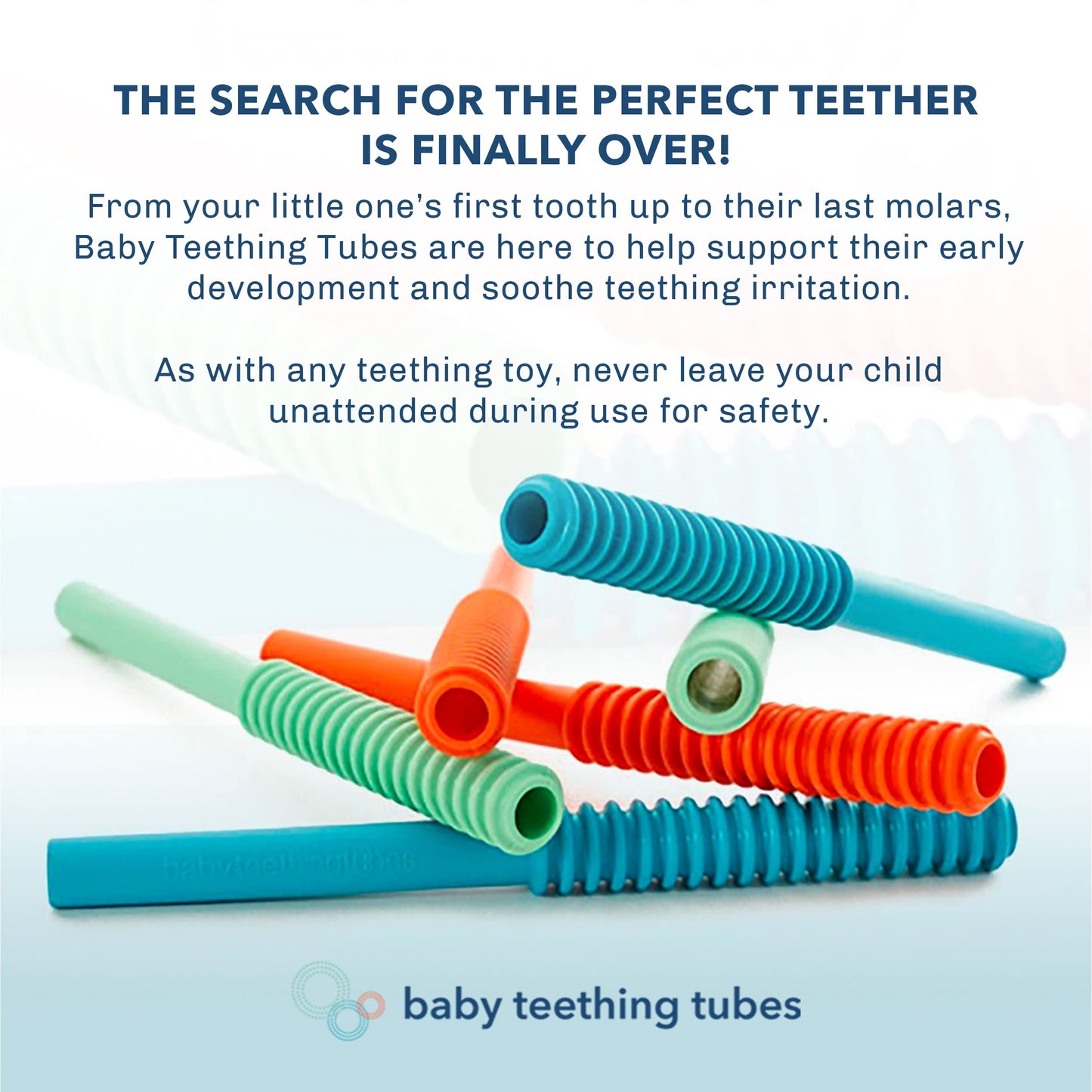 Baby Teething Tubes - Made in The USA Baby Teething Toys - Soft & Durable Infant Toys and Toddler Silicone Teether - 7 Inches, O